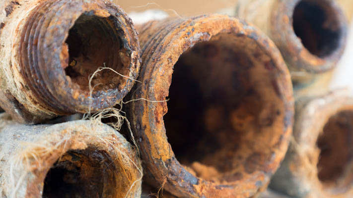 Old galvanized pipes in San Diego
